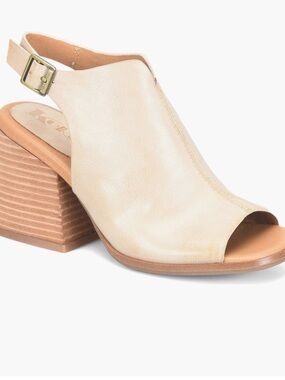 KORKS Women's Open-Toe Slingback Block Heel Sandal - Cream